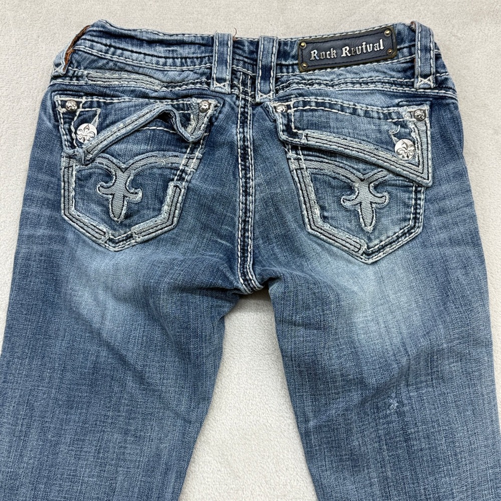 Rock Revival Johanna Bootcut Jeans Women's 27 Blue Embellished McBling Y2K Denim